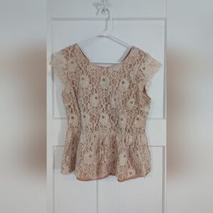 Blush pink lace shirt